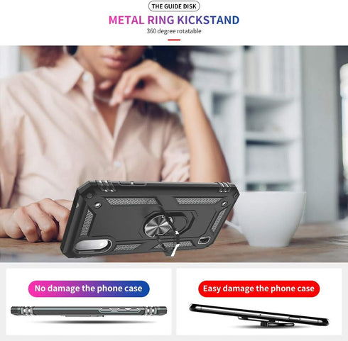 Samsung Galaxy A01 Phone Case, Samsung A01 Phone Case with Screen Protector, Military Grade Protective Cases with Ring for Samsung Galaxy A01 (Bla...