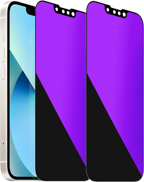 2 Pack 360 Degree Anti-blue Privacy Tempered Glass for iPhone 13 Pro/iPhone 13 / iPhone 14 Anti-Spy 4 Directions Screen Protector Film 4 Sides Ant...