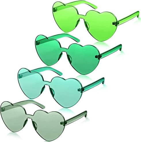 TOODOO 4 Pieces Heart Shape Rimless Sunglasses Transparent Candy Color Party Eyewear...