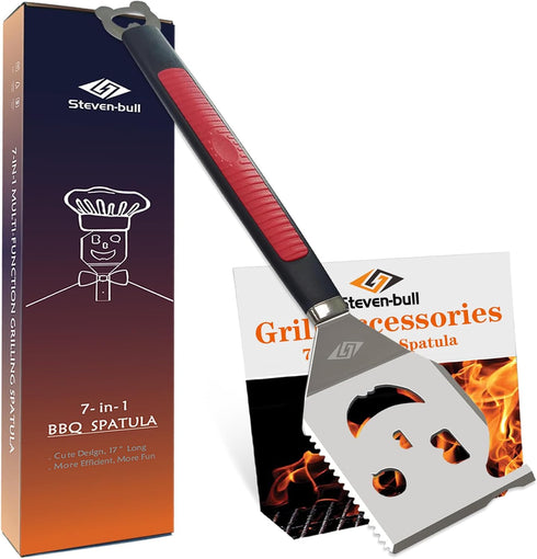 Grill Spatula for Outdoor Grill, 7-in-1 BBQ Spatula, Extra Long BBQ Tool, Box Package, Great Gifts for Men...