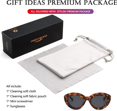 AIEYEZO Oversized Cat Eye Sunglasses for Women Cute Oval Thick Frame Cateye Sun Glasses Chic Retro Style Shades...