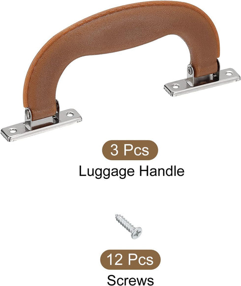 uxcell Luggage Handles, 3Pcs 151mm/5.94inch Plastic Pull Handle Suitcase Case Replacement Handles with Screws for Case Suitcase Toolbox, Brown...
