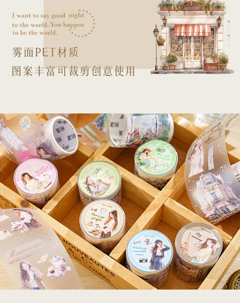 6pcs Decorative Adhesive Tapes INS Girls Coffee PET Tape Great for Bullet Journal Supplies, Arts, Scrapbook, DIY Crafts, Planners (zouguodejiejiao...