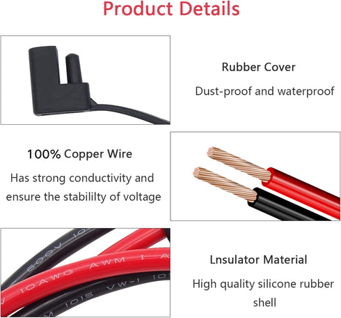 10 AWG 2FT SAE to O Ring Connecters Extension Cord Cable Connector Compatible with Battery Charger/Maintainer...