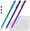 Bundle of 3-Pack 7.3" Extra Long Thin Tip High Precision Universal Capacitive Stylus Pens for Touch Screens and Microfiber Cloth (Purple, Hot Pink...