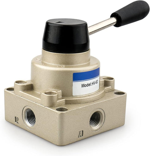 Baomain Rotary lever hand valve HV-02 PT1/4 Air Flow Control 3 Position 4 Way...