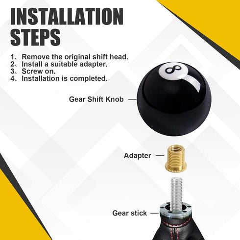 1 PC Car Gear Stick Handle, 2.16" Personalized Billiard Ball 8-Shaped Manual Shift Handle, General Automobile Modification Accessory, for Most Man...