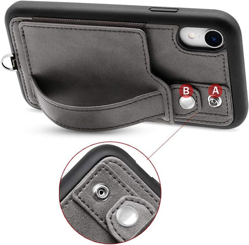 TOOVREN Case for Wallet Case for Women Men with Leather Card Holder Wallet Case (Gray, Case for iPhone XR 6.1")...