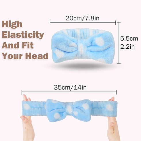 Spa Headband, 4 Pack Bow Hair Band for Washing Face Facial Makeup Yoga Shower, Soft Coral Fleece Head Band Wraps for Women and Girls...