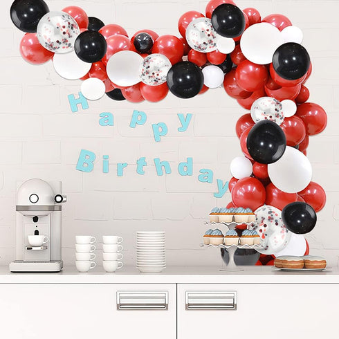 KBZVNAF Black Red Balloons Garland Arch Kit - 120Pcs White Red Black Confetti Latex Balloons for Wedding Baby Shower Birthday Graduation Party Dec...