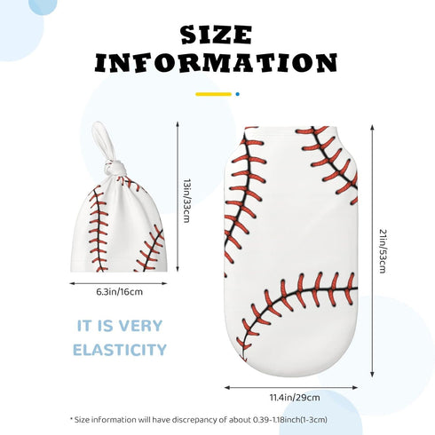 Sport Baseball Lace Pattern Baby Newborn Swaddle Blanket with Beanie Hat Set, 100% Cotton Receiving Blankets Sleep Sack for Boy & Girl Newborn Sho...