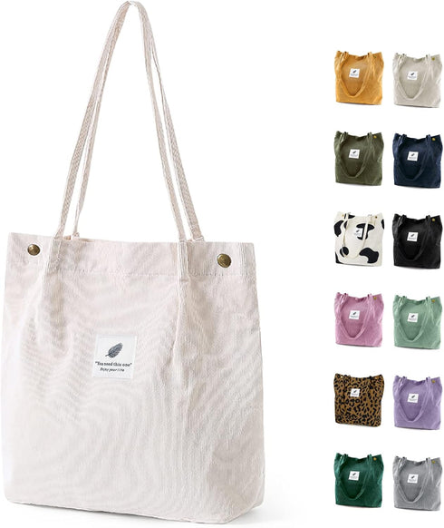 TELLUMO Fashion Corduroy Tote Bag Cow Print Bag Purses for Women Teen Girls with Inner Pocket...