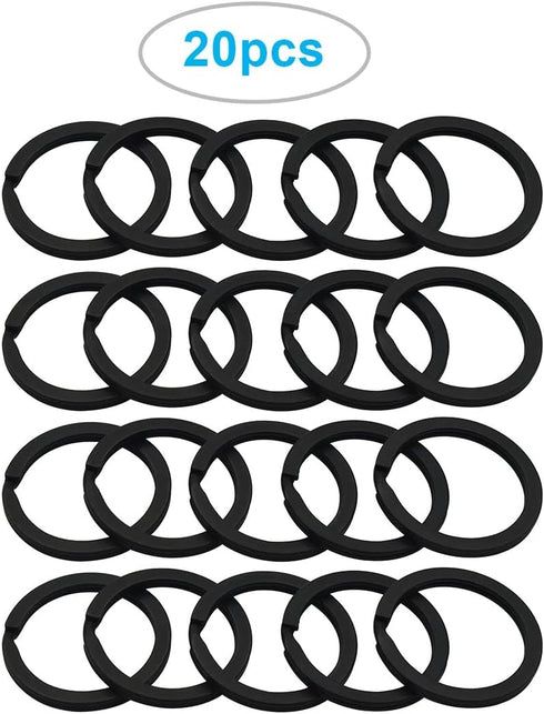 20 Pack Key Ring Keychain 1 Inch 25mm Diameter Metal Flat Split Key Chains Rings for Home Car Dog Tag Office Lanyards Keys Attachment Black...
