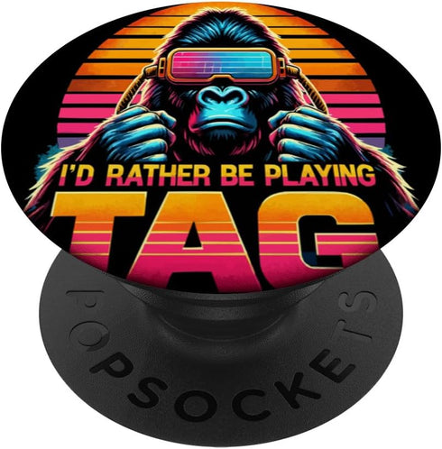I'd Rather Be Playing Tag Ape Monkey Tag Primate VR Game PopSockets Standard PopGrip......