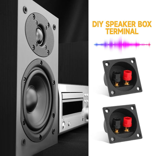 2 Pcs Square Speaker Box Terminal Cup Black 2 Inch 2-Way Spring Loaded Jacks Speaker with Screws Wire Connector Binding Post Cup Connector Subwoof...