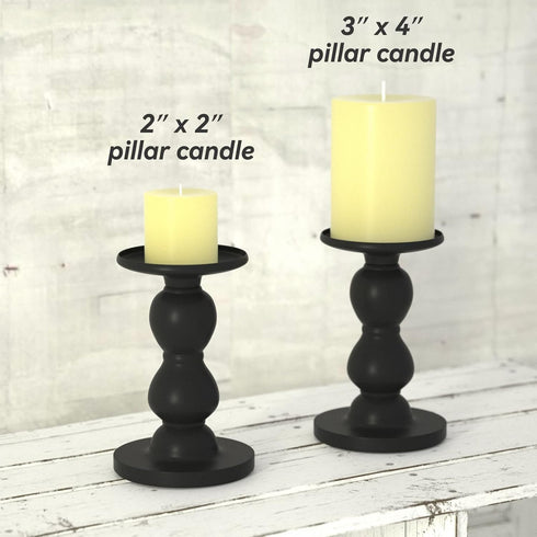 Matte Black Iron Candle Holder for Pillar Candles - Modern Table Centerpiece and Farmhouse Decor - 6"...