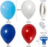 Balloon Garland Arch Kit-Blue, Red, White with Strip Tape, Blue Knotting Device, White Ribbon for Boy Party, Wedding,Birthday Party Decoration Gif...