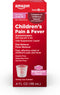 Amazon Basic Care Children's Pain Reliever Oral Suspension Liquid, Bubblegum Flavor, Acetaminophen 160 mg per 5 ml, Effective, Fever Reducer for A...