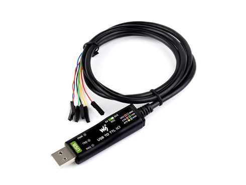 Waveshare Industrial USB to TTL Converter 6pin Serial Cable, Original FT232RNL Chip Better Stability & Compatibility, Compatible with Linux Androi...