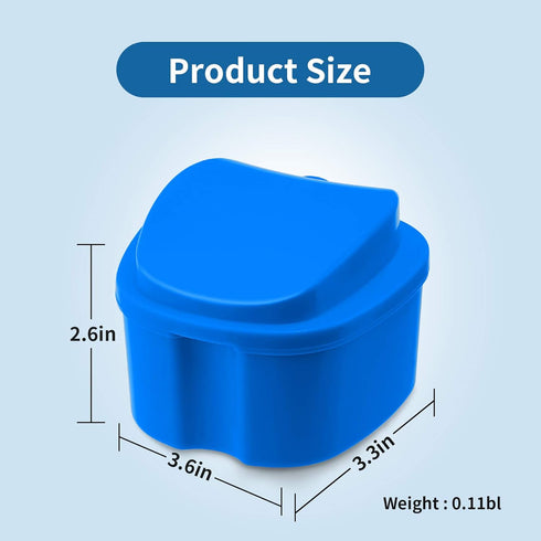 Denture Cup Dental Retainer Case Cleaning with Strainer Basket, Orthodontic Bath Box Mouthguard Storage Soaking Holder - Dark Blue...