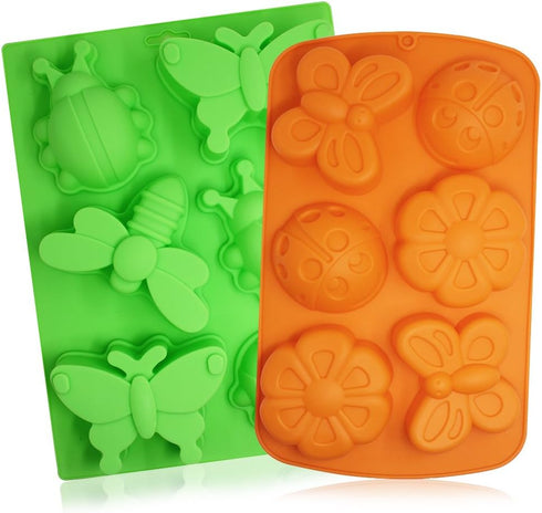 2 Pcs Insect shape Silicone Trays, SENHAI 6-Cavity 3D Dragonfly Butterfly Ladybug shape Cake Baking Molds, DIY Soap Handmade Muffin Biscuit Cookie...