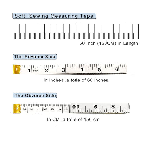 4 Pack Soft Tape Measure Double Scale 60-inch/150cm, Fabric Craft Tape Measure & Medical Body Measurement, Sewing Flexible Vinyl Ruler & Measuring...