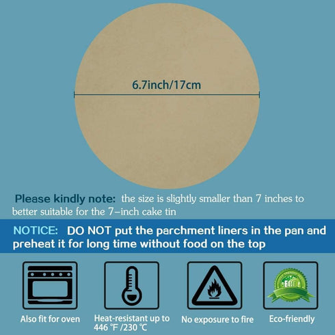 Baking Parchment Circles, Set of 100, 7 Inch Unbleached Baking Paper/Non Stick Baking Parchment/Greaseproof Paper Circles for Springform Cake Tin,...