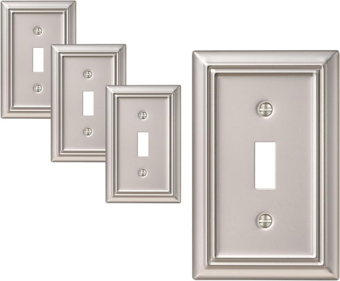 DEWENWILS Single Toggle Wall Plates, Satin Nickel Metal Outlet Covers, 4.92" x 3.14" Switch Plate Cover, Light Switch Cover Plates for Home Decor,...