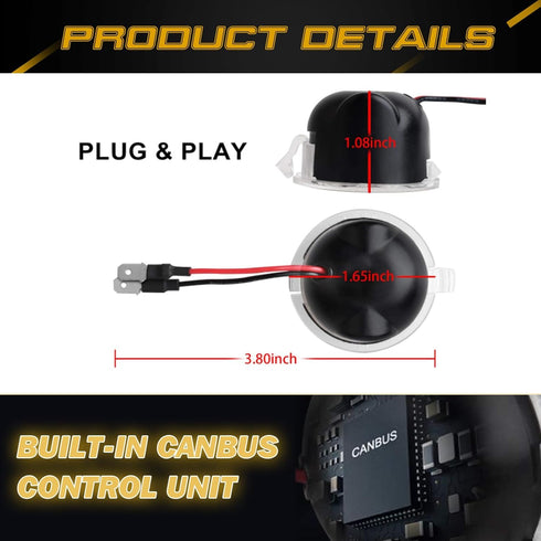 Xotic Tech Pair LED Under Mirror Puddle Lights OE Replacement Error Free Compatible with Ford F150 Raptor Explorer or Lincoln or Mercury or Toyota...