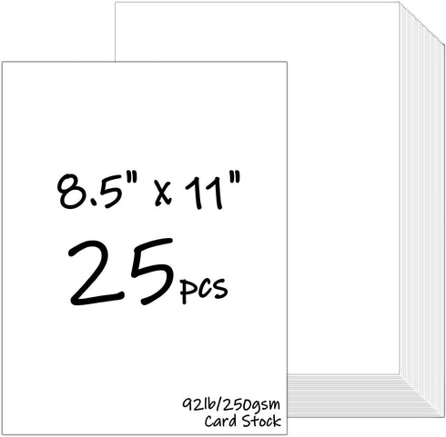 25 Sheets White Cardstock 8.5 x 11, 92lb/250gsm Cover Card Stock, Heavy Cardstock Printer Paper for Invitations, Scrapbooking, Crafts, Diy Cards, ...