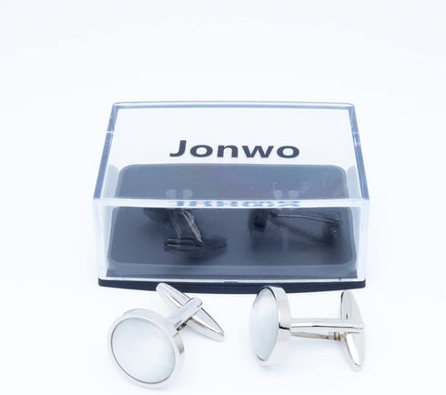Stainless Steel Round Opal Stone Cufflinks for Men Women French Shirt Cat Eye Cuff Links Business Party in a Gift Box...