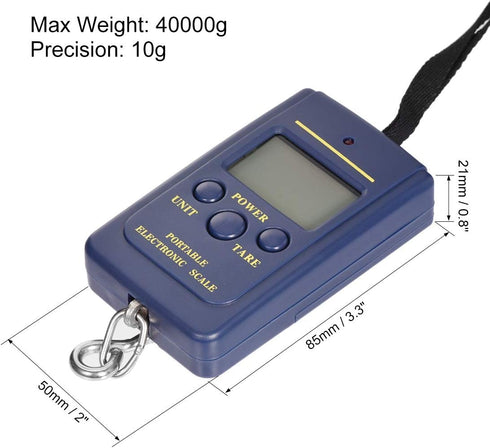 uxcell Electronic Digital Handle Spring Scale 40000g/10g ABS Portable Handheld Hanging Balance Weight for Fishing Kitchen Home Blue...
