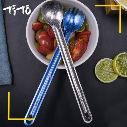 TiTo Titanium Long Handle Spork and Spoon Eco-Friendly Ultralight Portabale Flatware for Outdoor Camping Backpacking Hiking Travel Picnic Tablewar...