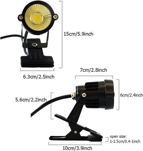 Youngine 1pcs 5W LED Clip on Light Outdoor Water Resistant Blackboard Signboard Lighting Adjustable Desk Stand Arm Lamp with Power Plug (Warm Whit...