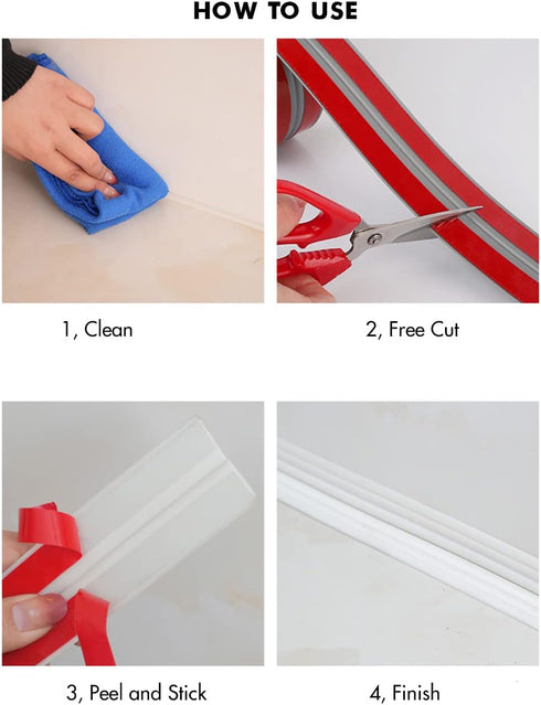 Inside & Outside Corner Trim, Peel and Stick Wall Molding Trim 3D DIY Decorative Lines for Wall Floor Window Door Ceiling and More,Flexible,Self-A...
