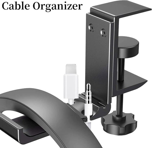 Aluminum Headphone Stand Hanger Foldable with Cable Organizer Headset Holder, Non-Slip Desk Hook Space Save Universal Headphone Mount...