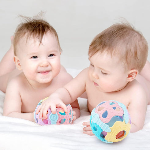 Baby Rattle Ball,Baby Teething Sensory Montessori Toys,Teething, Travle Toys for Infants Toddlers Boys Girls Baby Gifts for 6 7 8 9 10 11 12 Month...