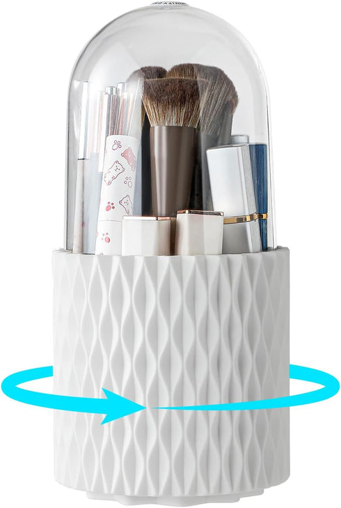 Makeup Brush Holder Organizer - 360° Rotating Makeup Brush Organizer 5 Slot Make up Brushes Cup for Cosmetics, Lipsticks, Art Supply, Bathroom Van...