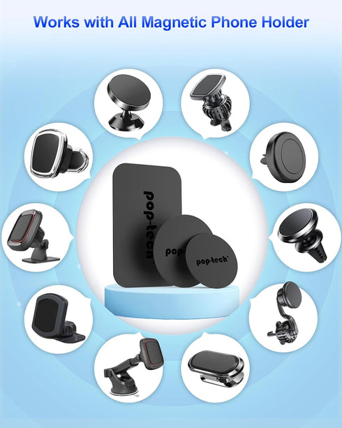 Metal Plate for Phone Magnet, 10 Pack Replacement Magnet Disc Magic Mount Sheet with Adhesive Backing for Magnetic Car Holder Cradle Stand (Dashbo...