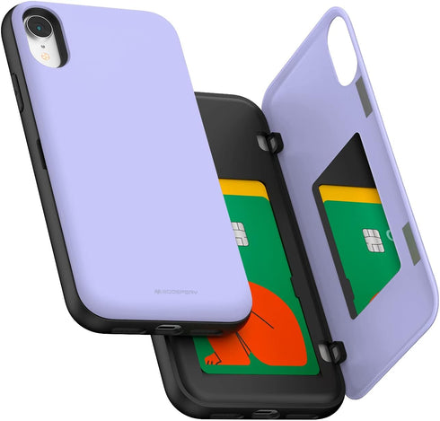 GOOSPERY iPhone XR Wallet Case with Card Holder, Protective Dual Layer Bumper Phone Case - Lilac Purple...
