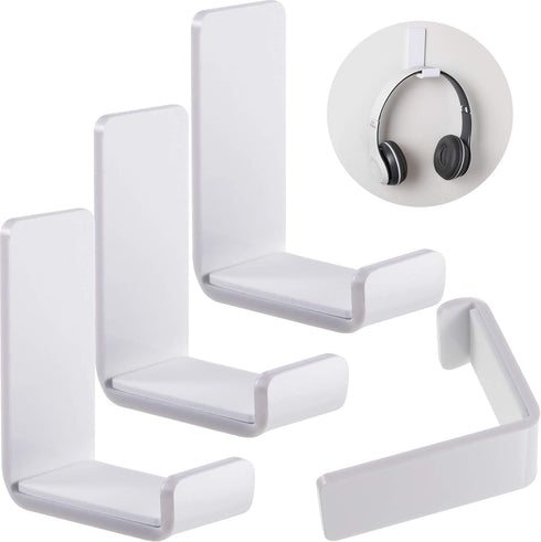 4 Pieces Headphone Hanger Headphone Hook Headset Holders Headphone Wall Mount with Adhesive Glues Headset Acrylic Holder Mount for General Purpose...