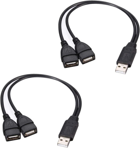 USB 2.0 Adapter, Dual USB Female Jack Y Splitter Charger Cable (2 Pack) for Laptop/Tablet/Smartphone Data Transmission/Charging...
