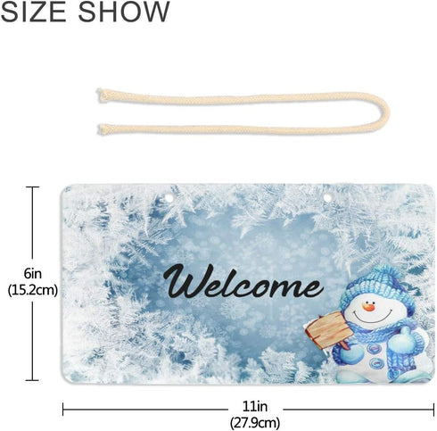 Blueangle Blue Snowman Welcome Sign - Front Door Decor Wall Hanging Acrylic Plaque Porch Decorations for Home...