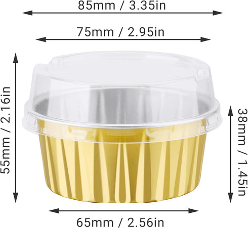 EUSOAR Mini Aluminum Pans with Lids, Pack of 30 Gold Bule Red 5oz Disposable Aluminum Foil Cupcake Liners Ramekins Baking Cups, Dessert Cups with ...