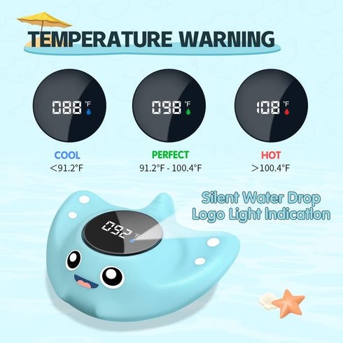 Baby Bath Thermometer - BabyElf Safety Bathtub Thermometer - Floating Bathing Toy for Infant - New Upgraded Mute Visual Alert, Gift for Mom and Ne...