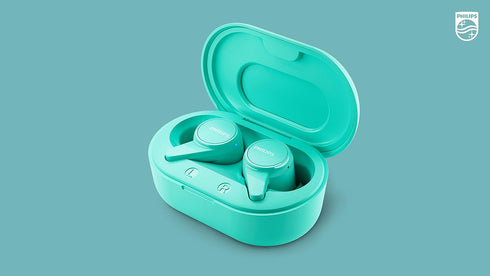 PHILIPS T1207 True Wireless Headphones with Up to 18 Hours Playtime and IPX4 Water Resistance, Teal...