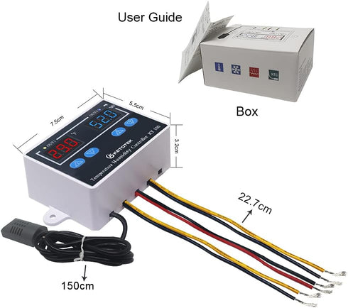 KETOTEK Temperature Humidity Controller Digital Thermostat Module 120V, Heating Cooling Humidification and dehumidification Control 110V 10A, Fahrenheit Display