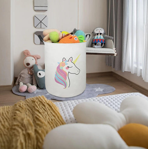 19.7" Round Kids Laundry Clothes Hamper with Handles, Unicorn Pattern, Portable, Baby Toys Storage Organizer Bins Laundry Gift Basket for Boys and...