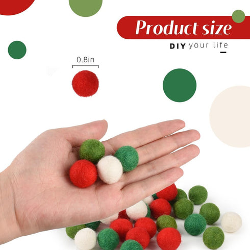 Luckforest 60 Pcs Natural Wool Felt Balls Pom Poms for Christmas Crafts, Garland, Felting, Baby Mobile and Decor 0.8 Inch Hand Felted in Nepal fro...