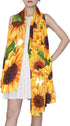 ALAZA Long Silk Like Scarf for Women Watercolor Sunflower Floral Yellow Large Head Wrap Stole...